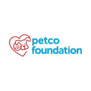 Petco Foundation logo with cat and dog inside red heart.
