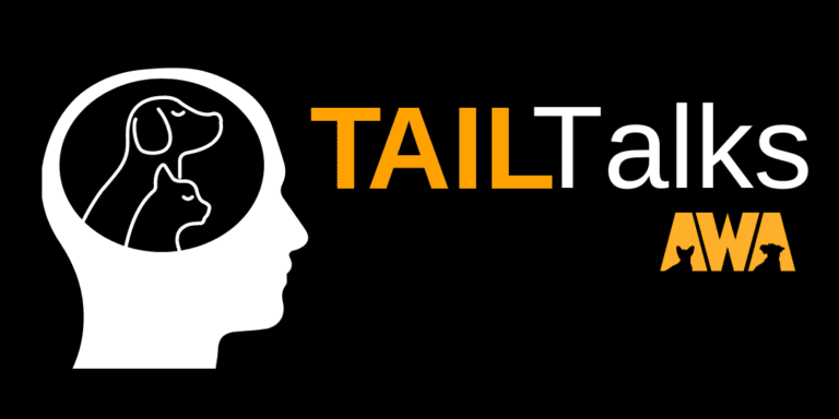 Brain logo for Animal Welfare Association TAIL Talks series.