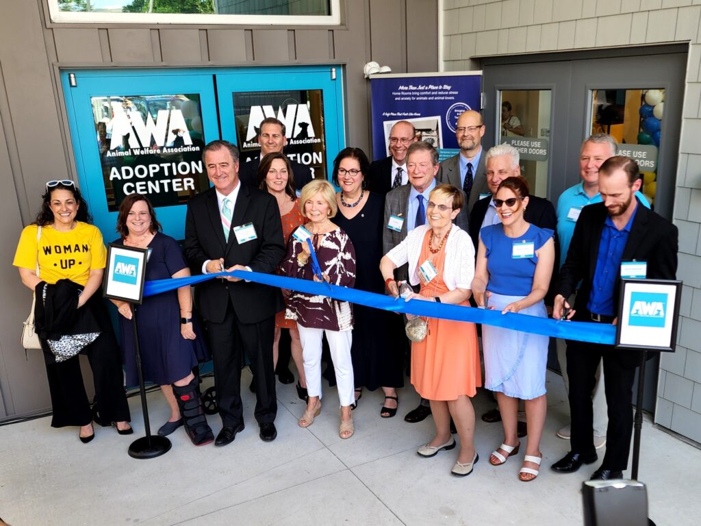 Ribbon cutting ceremony at grand opening of new Animal Welfare Association center in Voorhees, NJ.