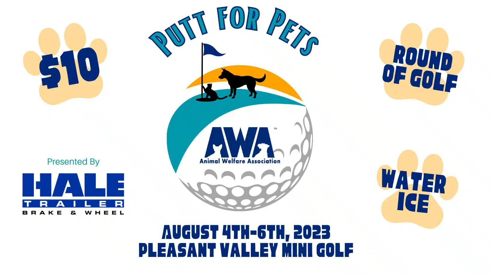 Flyer for 2023 Animal Welfare Association Putt for Pets