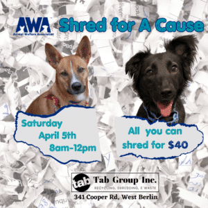 Shred for a Cause | $40 All you can shred | The Tab Group Inc