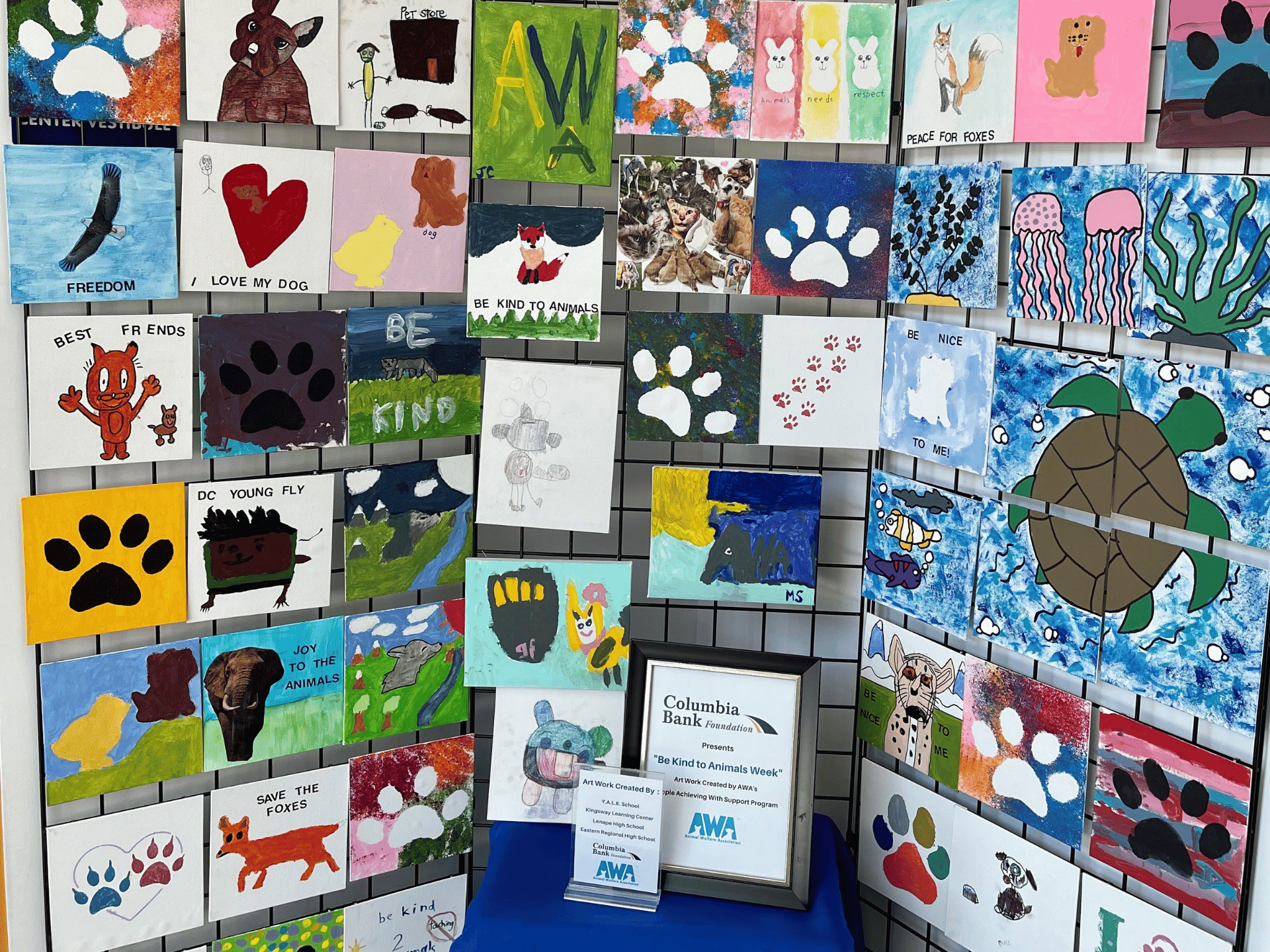 A collection of art created by special-needs students